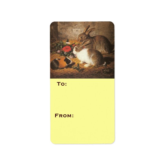 Vintage Cute Animal Easter  Label (Front)