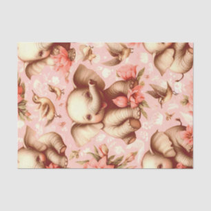Vintage Cute Baby Elephant Pattern Tissue Paper