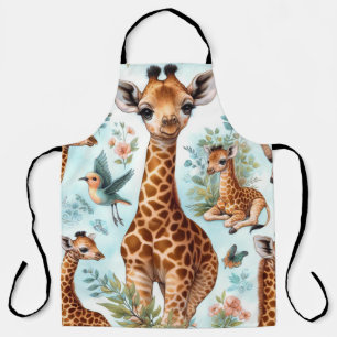Vintage Cute Baby Giraffe Pattern Apron