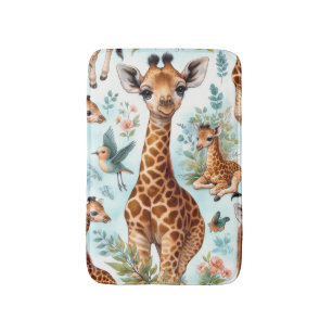 Vintage Cute Baby Giraffe Pattern Bath Mat