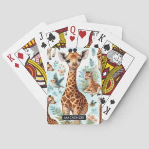 Vintage Cute Baby Giraffe Pattern Playing Cards