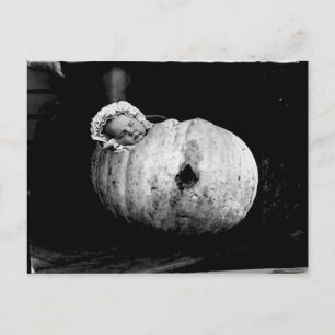 Vintage cute baby in a pumpkin postcard