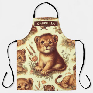 Vintage Cute Baby Lion Pattern Apron