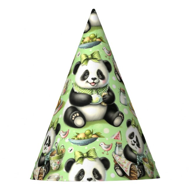 Vintage Cute Baby Panda Party Hat (Front)