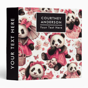 Vintage Cute Baby Panda Seamless Binder
