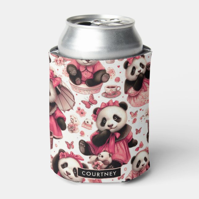 Vintage Cute Baby Panda Seamless Can Cooler (Can Front)