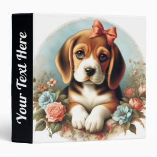 Vintage Cute Beagle Puppy Binder