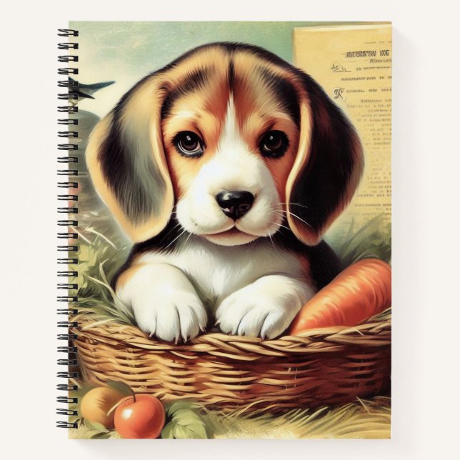 Vintage Cute Beagle Puppy Notebook (Front)