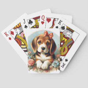 Vintage Cute Beagle Puppy Playing Cards