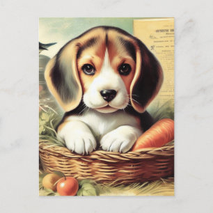 Vintage Cute Beagle Puppy Postcard