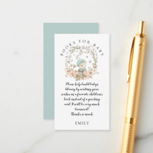 Vintage Cute Bear Foliage Books Baby Boy Shower Enclosure Card