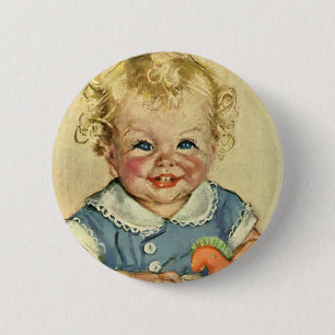 Vintage Cute Blonde Scandinavian Child with Curls 2 Inch Round Button