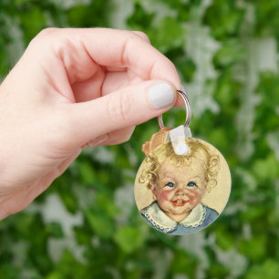 Vintage Cute Blonde Scandinavian Child with Curls Keychain