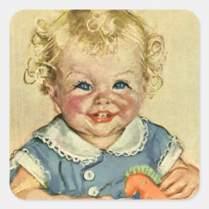 Vintage Cute Blonde Scandinavian Child with Curls Square Sticker