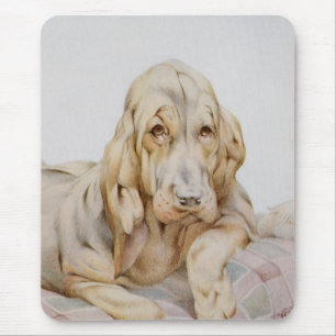 Vintage Cute Bloodhounds, Puppy Dogs by EJ Detmold Mouse Pad