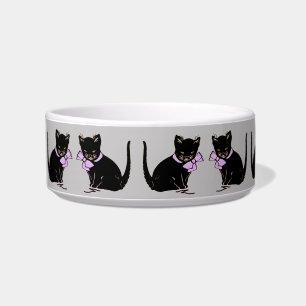 Vintage Cute Bow Tie Black Sweet Cat Kitten Bowl