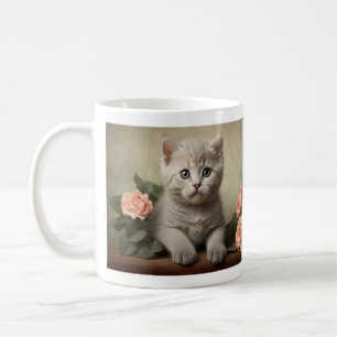 Vintage Cute British Shorthair Kitten Portrait  Coffee Mug