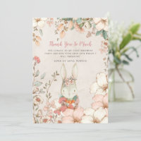 Vintage Cute Bunny Pink Girl First Birthday