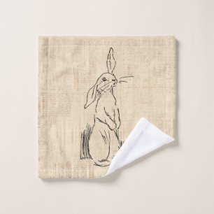 Vintage Cute Bunny Rabbit Art Script Arrière - pl