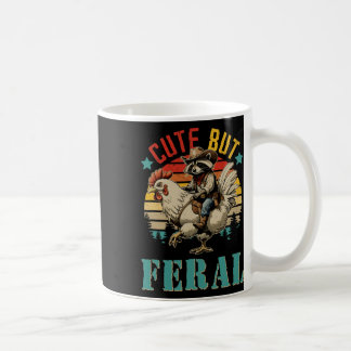 Vintage Cute But Feral Funny Raccoon Riding Chicke Coffee Mug
