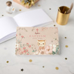 Vintage Cute Cat Flowers Leaves Baby Girl Baptism Guest Book<br><div class="desc">A beautiful keepsake with vintage charm for your guests to write their wishes for your baby daughter at her Baptism. It features a cute cat and blush pink and cream florals and leaves and a cross. Coordinating botanicals are also on the back. Easily personalise the text on the front and...</div>