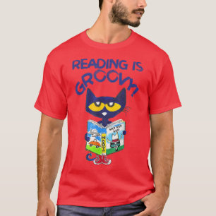 Vintage Cute Cat Reading Book Funny Reader Books L T-Shirt
