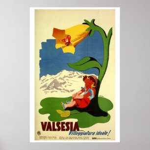 Vintage cute children appealing Italian travel ad Poster