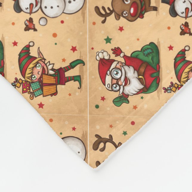 Vintage Cute Christmas Pattern Fleece Blanket (Corner)