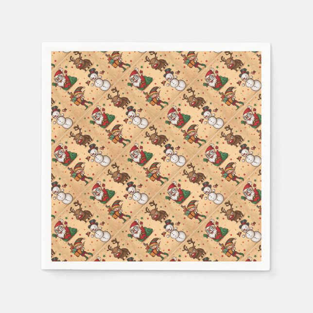 Vintage Cute Christmas Pattern Napkin (Front)