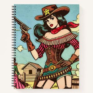 Vintage Cute Cowgirl Comics Notebook