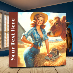 Vintage Cute Cowgirl Pin-up Binder