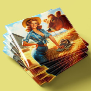 Vintage Cute Cowgirl Pin-up Magnet