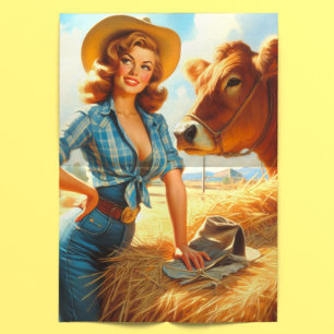 Vintage Cute Cowgirl Pin-up Tissue Paper