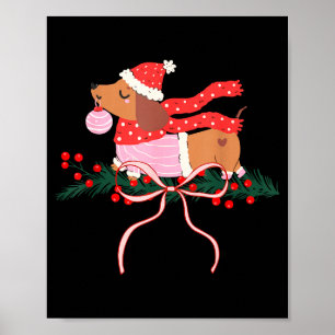 Vintage Cute Dachshund Christmas Wiener Dog Lover  Poster