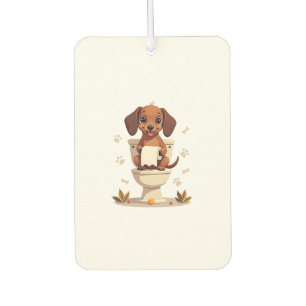 Vintage Cute Dachshund on Toilet Cartoon Bathroom  Air Freshener