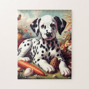 Vintage Cute Dalmatian Painting Jigsaw Puzzle