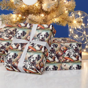 Vintage Cute Dalmatian Painting Wrapping Paper