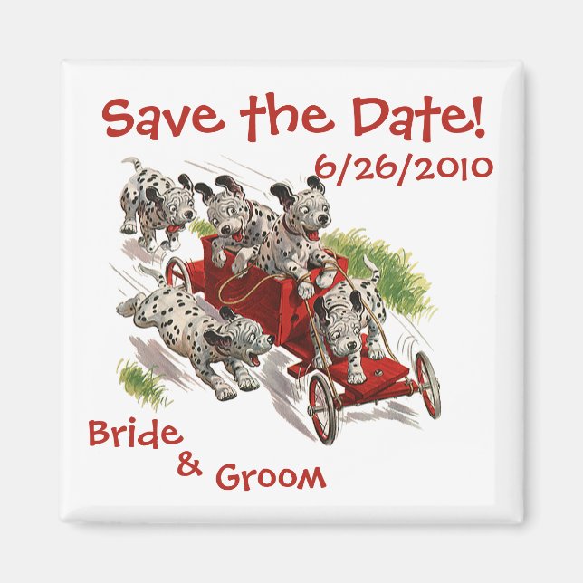 Vintage Cute Dalmatian Puppies, Save the Date! Magnet (Front)