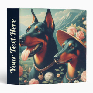 Vintage Cute Doberman Painting Binder