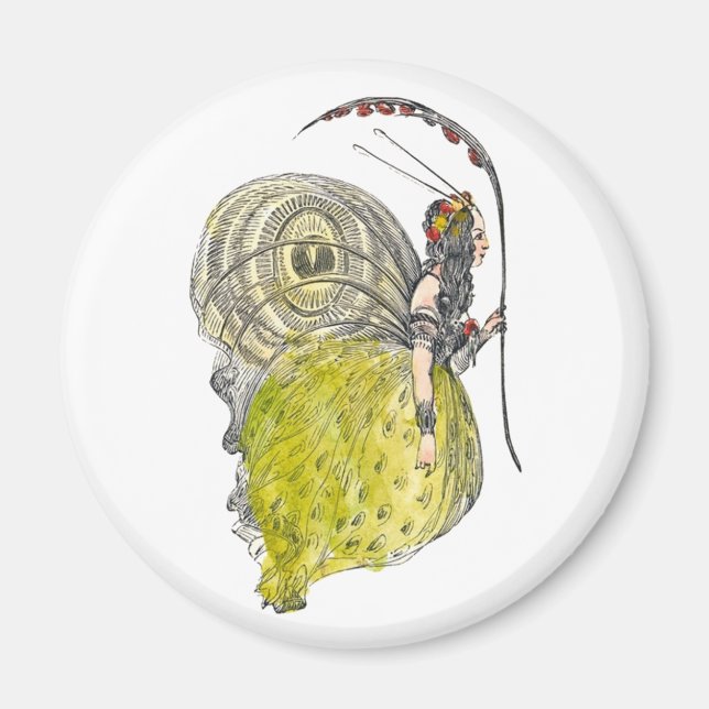 Vintage Cute Fantasy Butterfly Fairy with Wings Magnet (Front)