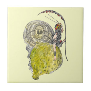 Vintage Cute Fantasy Butterfly Fairy with Wings Tile