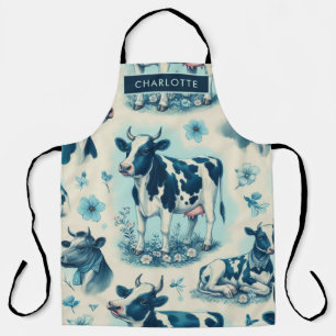 Vintage Cute Farm Cow Seamless Apron