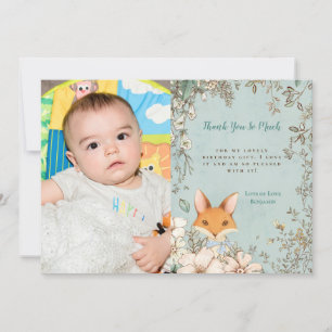 Vintage Cute Fox photo premier anniversaire Merci