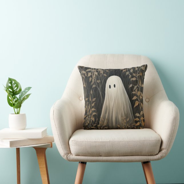 Vintage Cute Ghost Throw Pillow (Chair)
