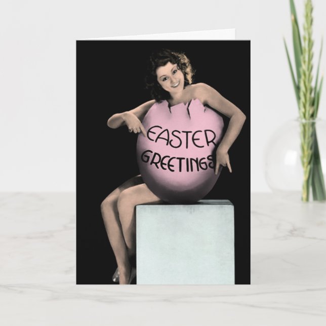 Vintage Cute Girl Easter Card (Front)