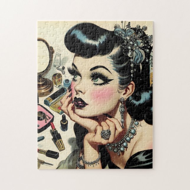 Vintage Cute Goth Pin Up Jigsaw Puzzle (Vertical)