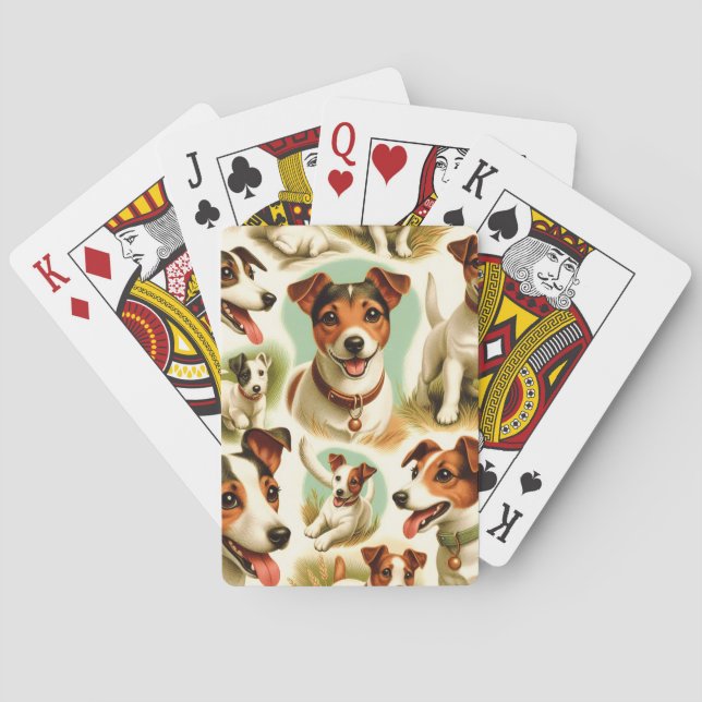 Vintage Cute Jack Russell Terrier Playing Cards (Back)