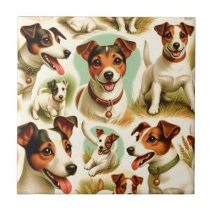 Vintage Cute Jack Russell Terrier Tile