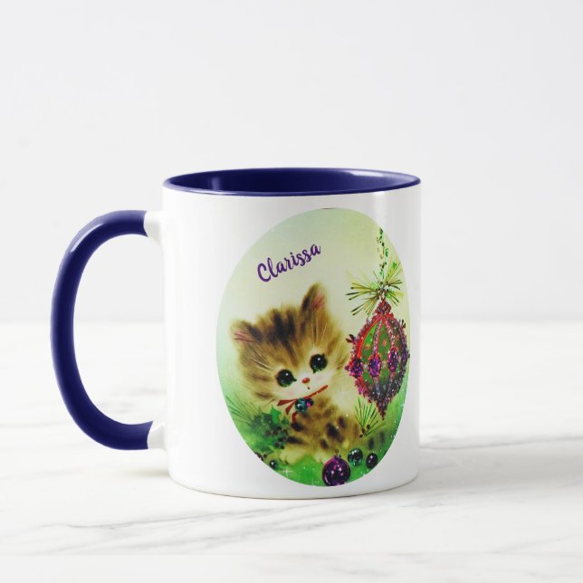 Vintage Cute Kitten   Mug (Left)