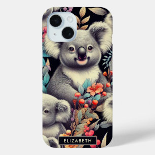 Vintage Cute Koala Painting iPhone 15 Case